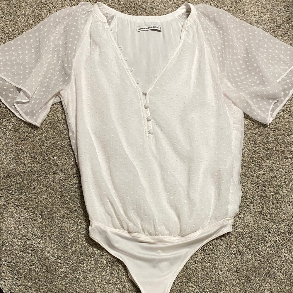Abercrombie & Fitch White Textured Bodysuit